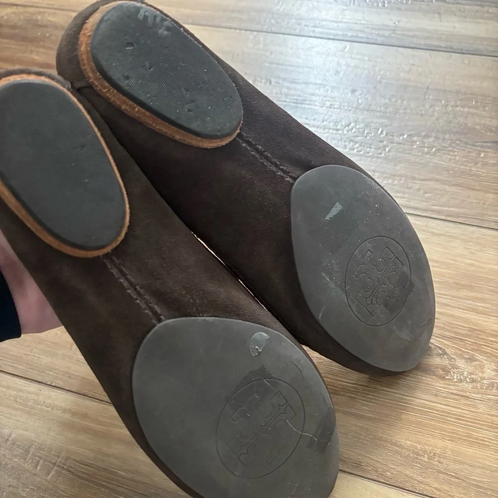 Tory Burch Dark Brown Loafers with Gold logo Emblem